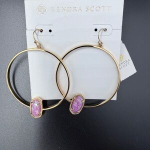 Kendra Scott Elora Gold Hoops with Pink/Fuscia Accents